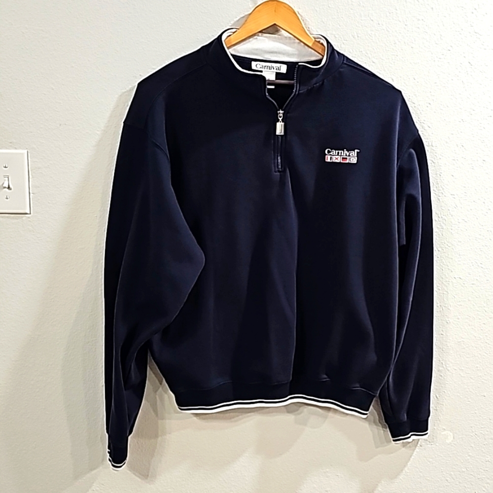 Carnival Cruise Vintage Dark Blue Quarter Zip Sweater In Women's Size XXL
